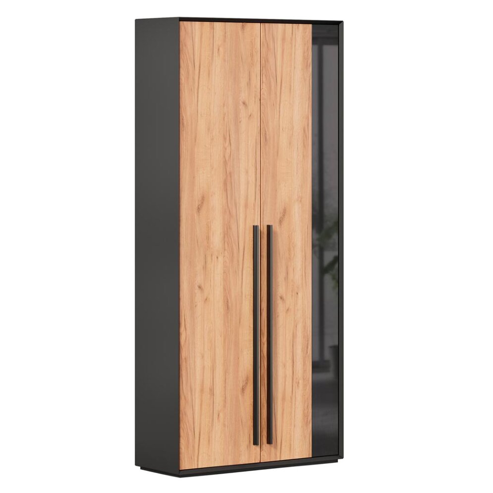 Шкаф двустворчатый Неаполь, Черный/Дуб Вотан 