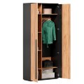 Шкаф двустворчатый Неаполь, Черный/Дуб Вотан 