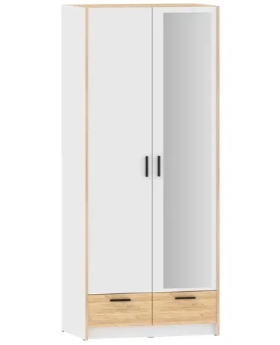 Шкаф для одежды Оттавия НМ 011.80 (фасад с зеркалом), Белый 