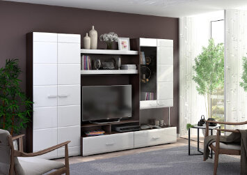 Гостиная Вегас-1, белый глянец