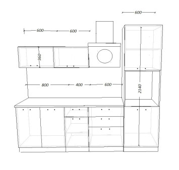 Кухонный гарнитур Белый глянец, 2400 мм (арт. 1) 