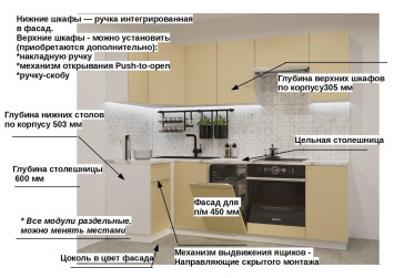 Кухонный гарнитур Лайн Стамбул, 1000х2450 мм (арт. 26) 