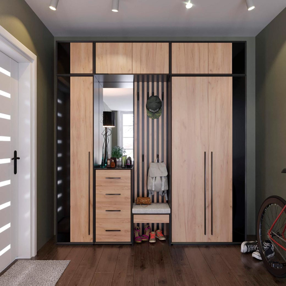 Антресоль двустворчатая Неаполь, Черный/Дуб Вотан 