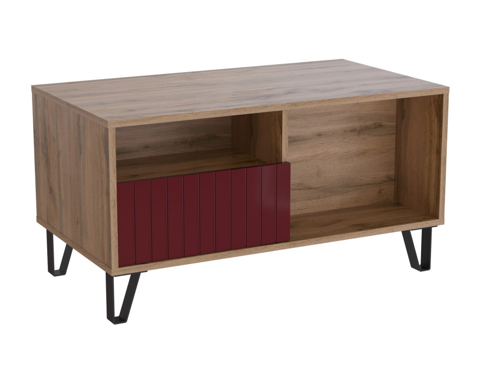 Журнальный стол Ливерпуль, вотан/бордо глянец 