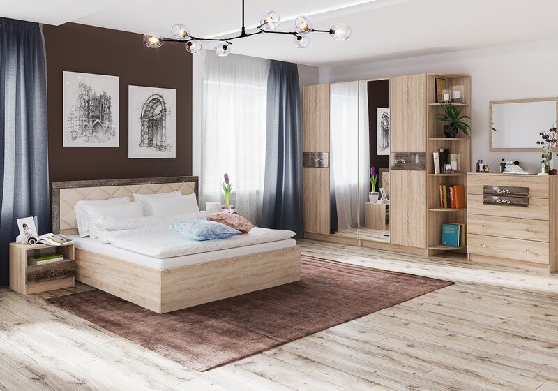 Тумба прикроватная Мадлен (дуб сонома/дуб шале мореный)   