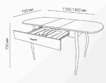 Стол обеденный Прага-1 раздвижной с ящиком опора D50