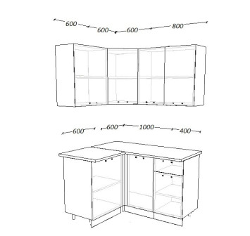 Кухонный угловой гарнитур Белый глянец , 1200х1400 мм (арт. 11)