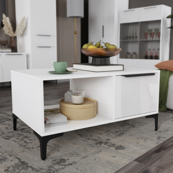 Стол журнальный Кимберли, Белый/Белый глянец