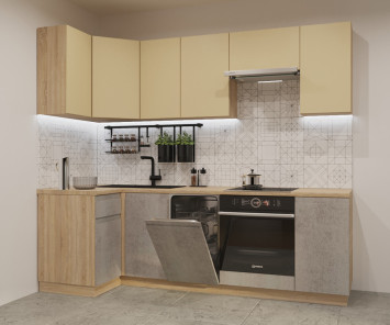 Кухонный гарнитур Лайн Стамбул/Бетон светлый, 1000х2450 мм (арт. 27)