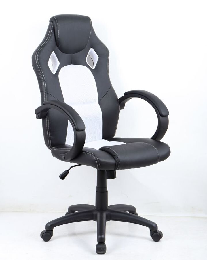 Кресло геймерское Silver Stone, черно-белое 