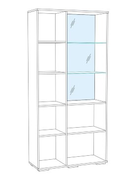 Шкаф с полками и витриной Ливорно ЛШ-6, дуб сонома
