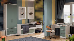 Шкаф комбинированный Марли серо-голубой