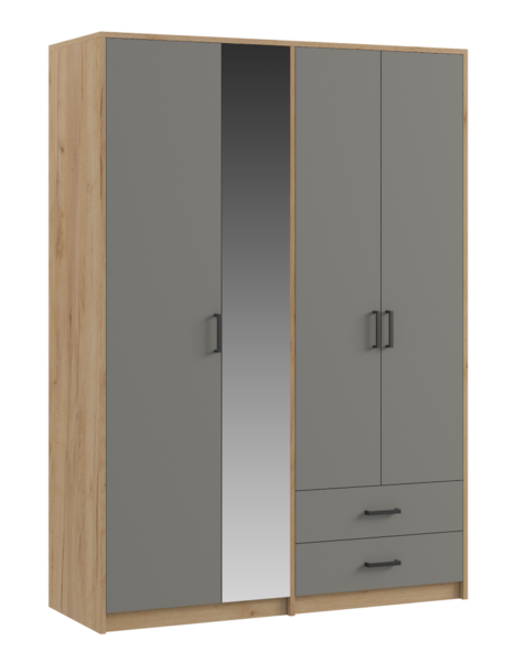 Шкаф четырехдверный Svetlana Loft, дуб золотой / серый 