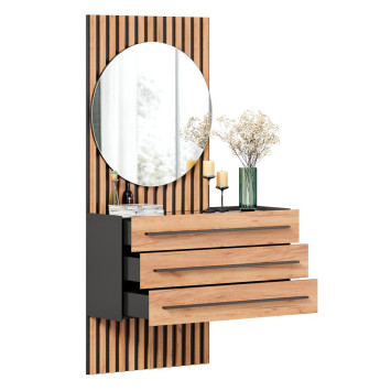 Тумба с зеркалом Неаполь, Черный/Дуб Вотан