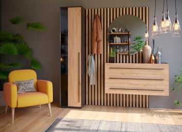 Тумба с зеркалом Неаполь, Черный/Дуб Вотан