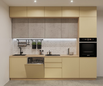 Кухонный гарнитур Лайн Стамбул/Бетон светлый, 3000 мм (арт. 55) 