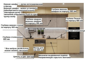Кухонный гарнитур Лайн Стамбул/Бетон светлый, 3000 мм (арт. 55) 