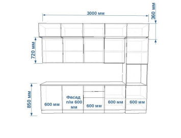 Кухонный гарнитур Лайн Стамбул/Бетон светлый, 3000 мм (арт. 55) 