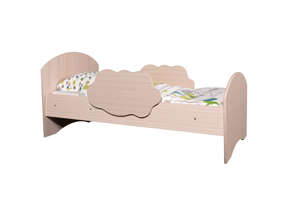 Детская кровать Тучка, дуб млечный + розовый (с ящиком) 