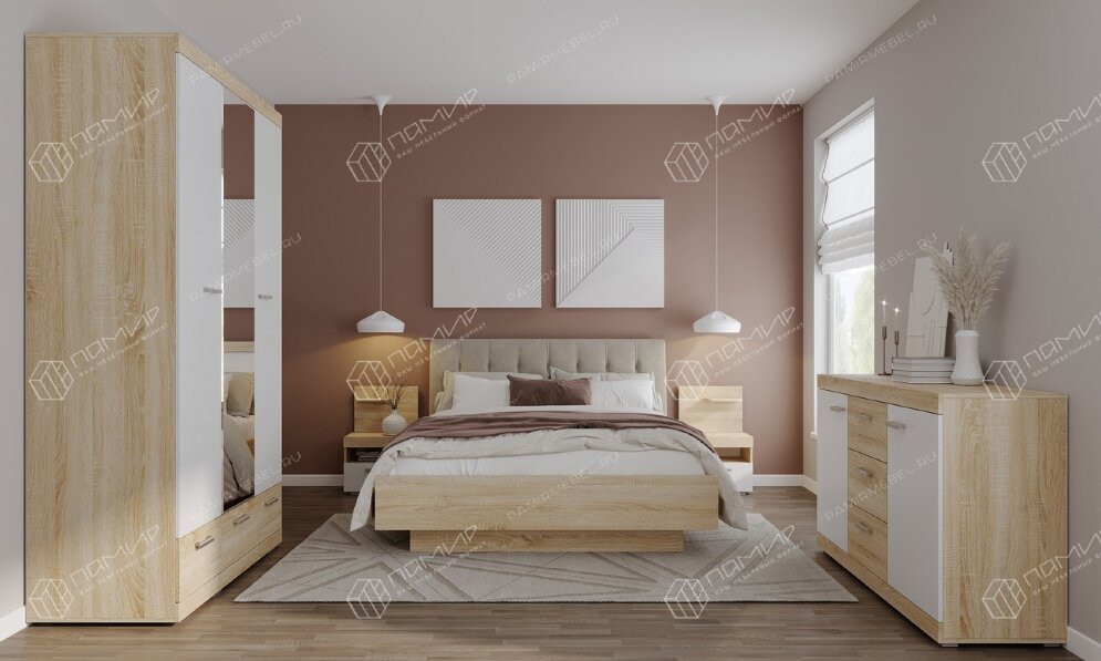 Шкаф Соната ШСЗ-1350, Сонома/Белый глянец  