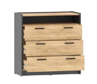 Комод Оттавия НМ 011.04, Антрацит/Дуб Крафт Золотой  