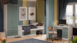 Шкаф для белья Марли серо-голубой