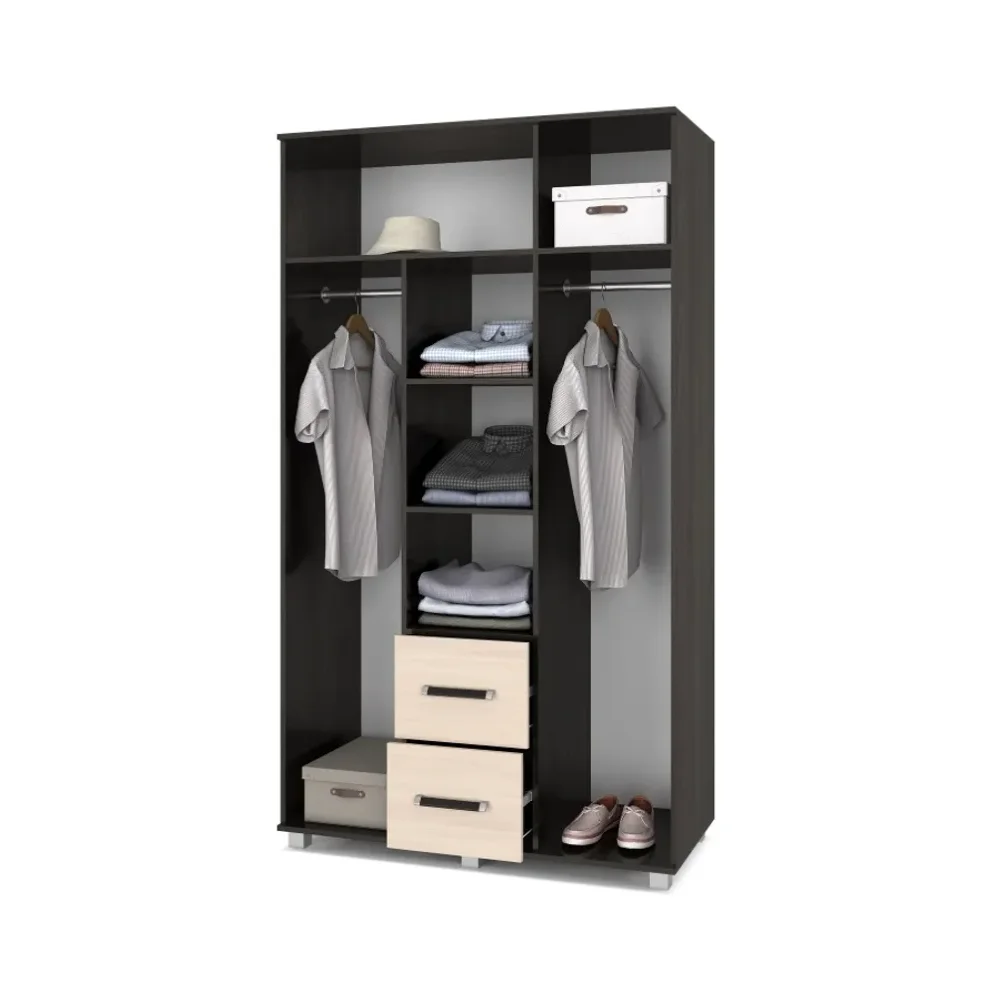 Шкаф трехстворчатый с ящиками В34 Виора, Венге/Млечный дуб 