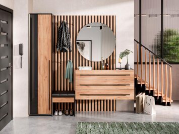 Модульная прихожая Неаполь, Черный/Дуб Вотан (Композиция 1)