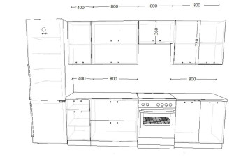 Кухонный гарнитур Белый глянец, 2600 мм (арт. 14) 