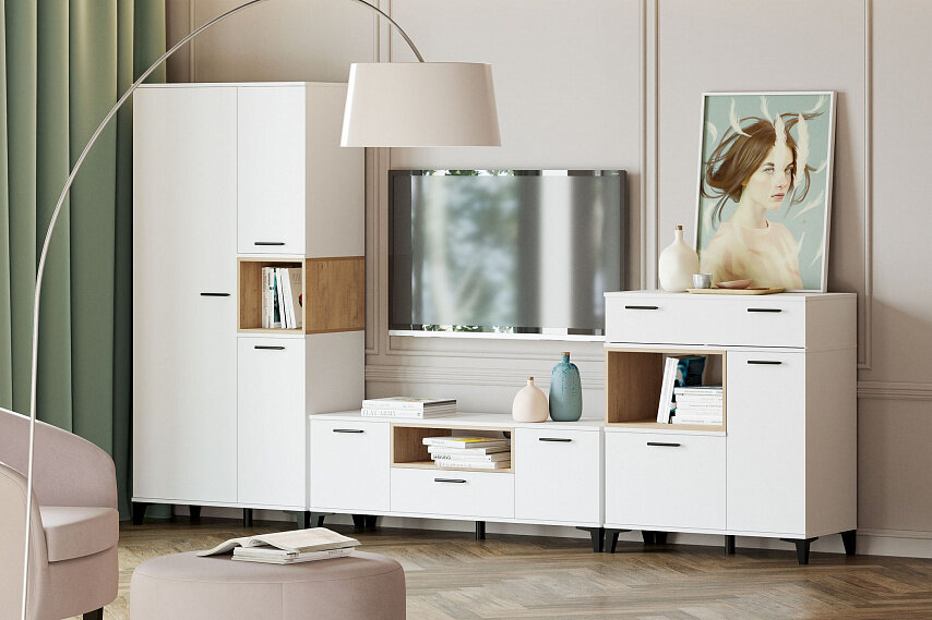 Шкаф комбинированный Bergen НМ 013.07, белый 