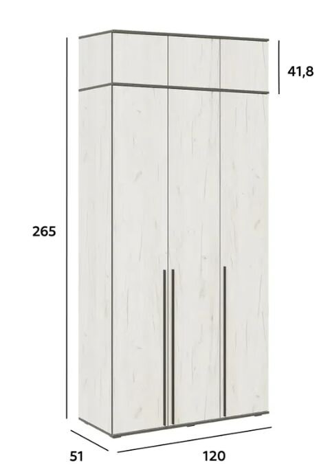 Шкаф трехдверный с антресолью Норд, Дуб крафт   