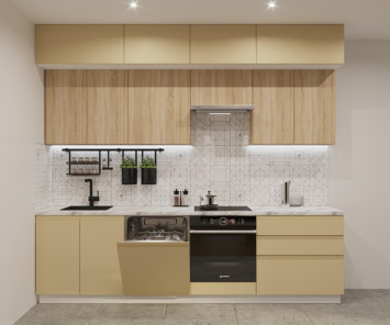 Кухонный гарнитур Лайн Стамбул/Дуб сонома, 2800 мм (арт. 48)