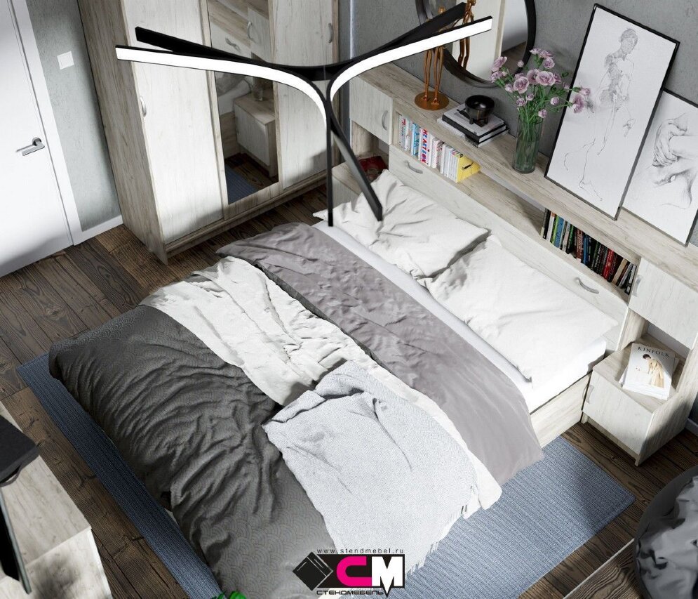 Модульная спальня Басса, крафт серый 