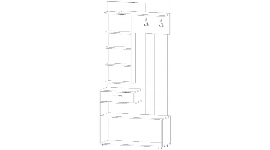 Секция с зеркалом Инфинити, Дуб Крафт/Белый 