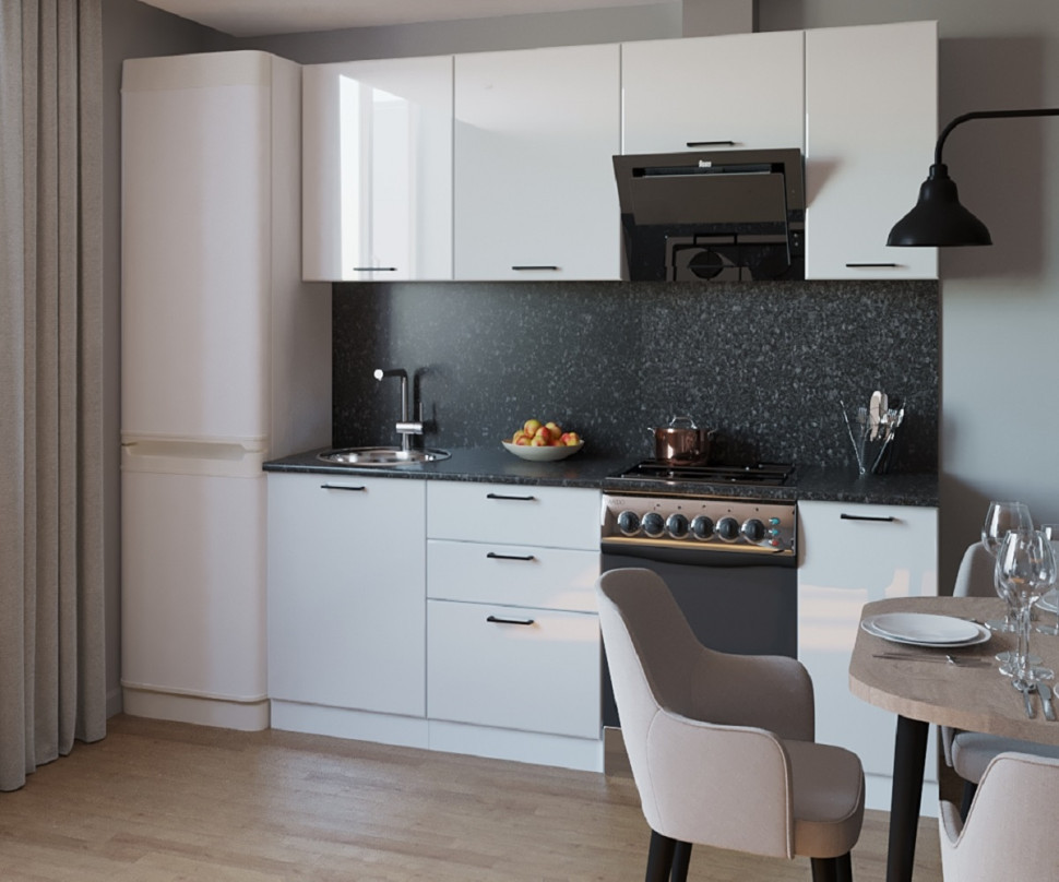 Кухонный гарнитур Белый глянец, 2200 мм (арт. 16)  