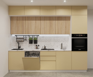 Кухонный гарнитур Лайн Стамбул/Дуб сонома, 3000 мм (арт. 54)