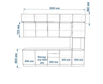 Кухонный гарнитур Лайн Стамбул/Дуб сонома, 3000 мм (арт. 54)