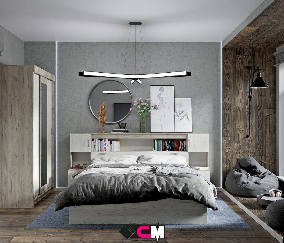 Модульная спальня Басса 2, крафт серый 