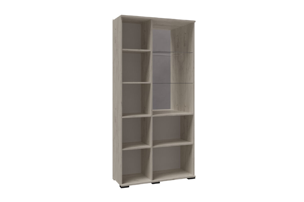 Шкаф с полками и витриной СШ-2  София, Дуб крафт белый 