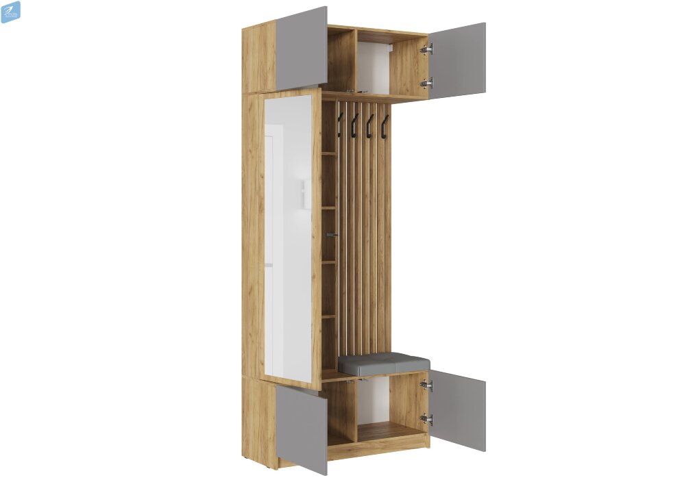 Прихожая Бостон ЛДСП, дуб крафт/серый шифер 