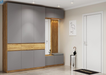 Прихожая Бостон ЛДСП, дуб крафт/серый шифер