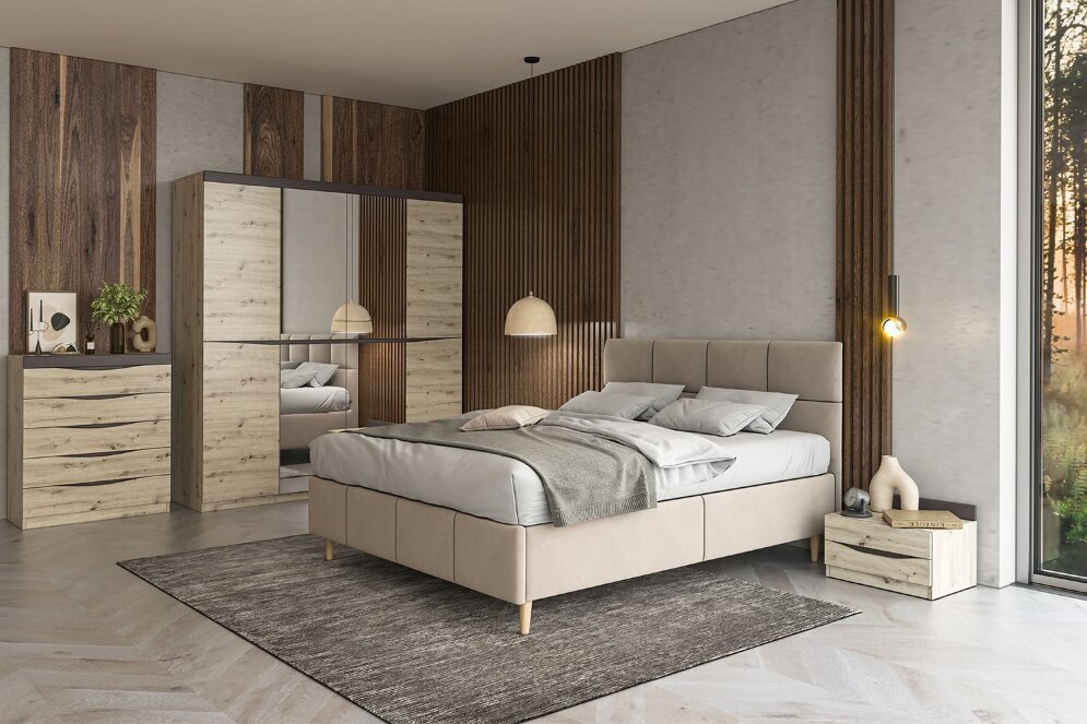 Комод 5 ящиков Тиана, Дуб Бонифаций/Вольфрам 