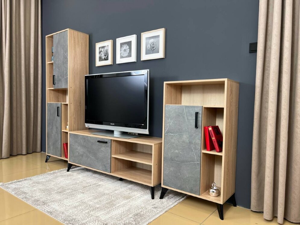 Гостиная Oskar Trio Дуб сонома/Каспий Темный 