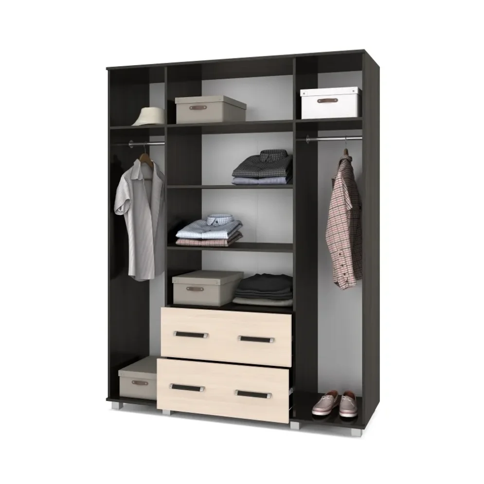 Шкаф четырехстворчатый с ящиками В42 Виора, Венге/Млечный дуб 