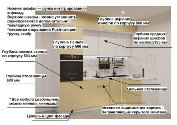 Кухонный гарнитур Лайн Стамбул/Тальк, 2400х1400 мм (арт.20) 