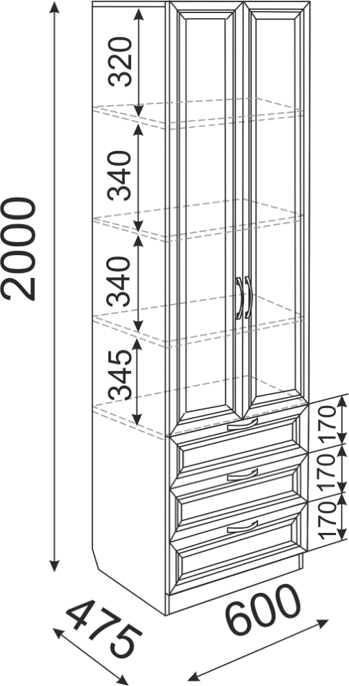 Шкаф с ящиками Остин М04 
