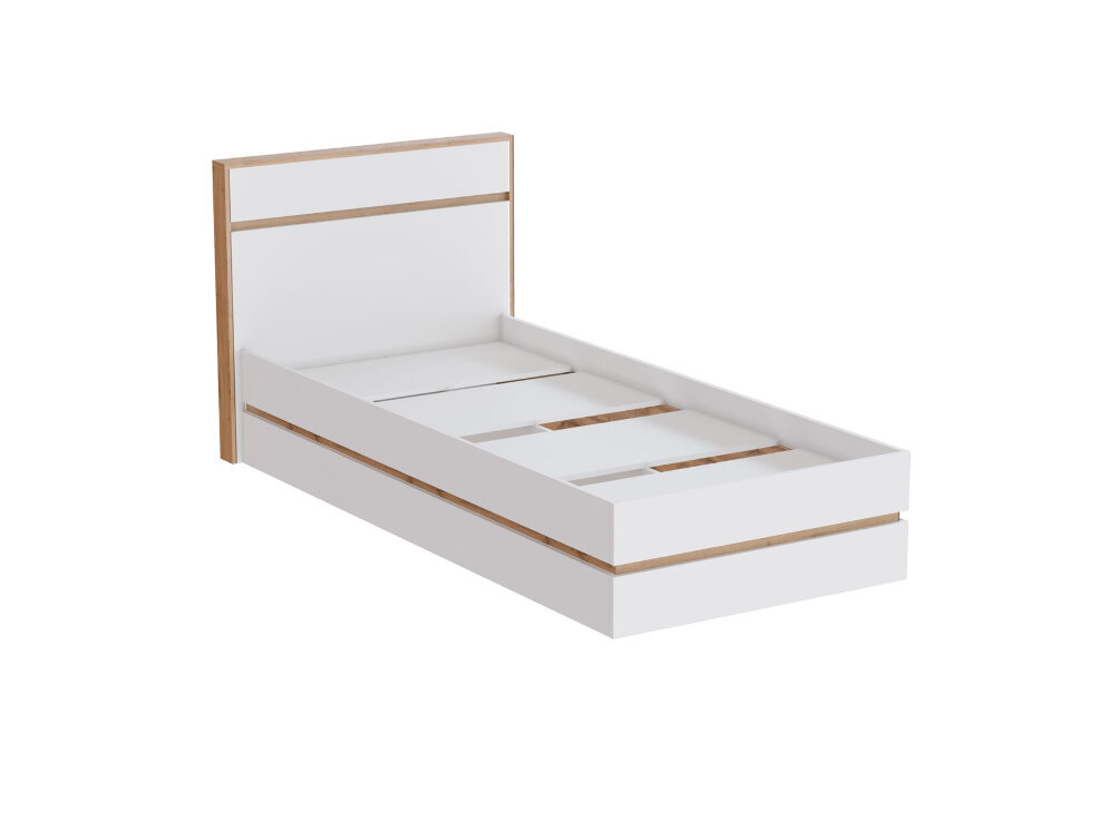 Кровать 900 Аркон, Белый / Дуб вотан 