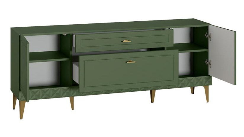 Тумба ТВ Марион Дымчатый зеленый / Олива шагрень 