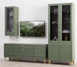 Тумба ТВ Марион Дымчатый зеленый / Олива шагрень