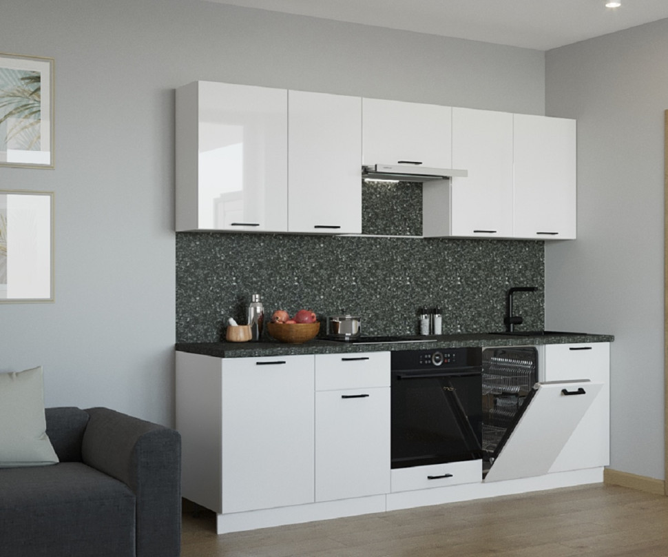 Кухонный гарнитур Белый глянец, 2450 мм (арт. 19)  